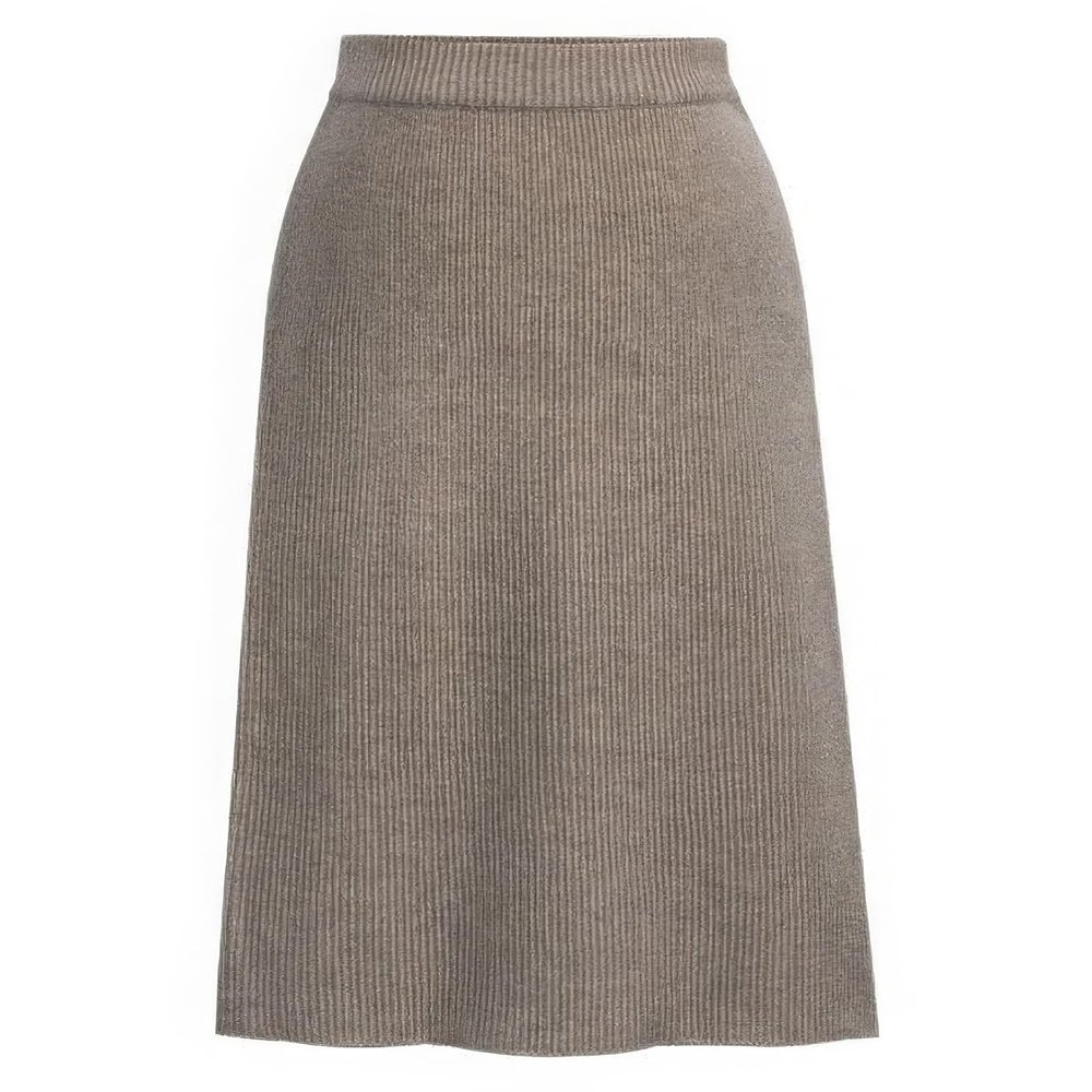 ebossy Women's Winter Warm High Waist Side Slit Wool Blend Long Skirts Rib Knit Stretchy Bodycon Pencil Skirt (Large, Backslit-Khaki)