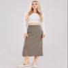 ebossy Women's Winter Warm High Waist Side Slit Wool Blend Long Skirts Rib Knit Stretchy Bodycon Pencil Skirt (Large, Backslit-Khaki) view 2