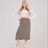 ebossy Women's Winter Warm High Waist Side Slit Wool Blend Long Skirts Rib Knit Stretchy Bodycon Pencil Skirt (Large, Backslit-Khaki) view 3