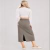 ebossy Women's Winter Warm High Waist Side Slit Wool Blend Long Skirts Rib Knit Stretchy Bodycon Pencil Skirt (Large, Backslit-Khaki) view 4
