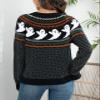 ebossy Women's Mystic Ghost Graphic Ethnic Knit Cardigans Button Down Polka Dot Jacquard Halloween Sweater (2XL, Black) view 4