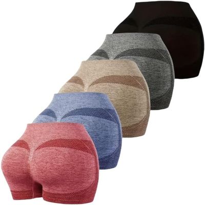 5 Women's Multi-Colored Tight Hip Lift Seamless Leggings high-Waisted Yoga Shorts (Mixed Color 3,Small)