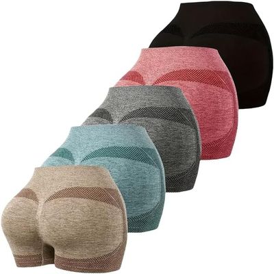 5 Women's Multi-Colored Tight Hip Lift Seamless Leggings high-Waisted Yoga Shorts (Mixed Color,Small)