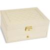 GUOER Jewelry Box for Women Girl Wife - Large PU Leather Jewelry Organizer Storage Case with Two Layers Display for Earrings Bracelets Rings Watches (Apricot) view 1