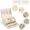 GUOER Jewelry Box for Women Girl Wife - Large PU Leather Jewelry Organizer Storage Case with Two Layers Display for Earrings Bracelets Rings Watches (Apricot) view 2