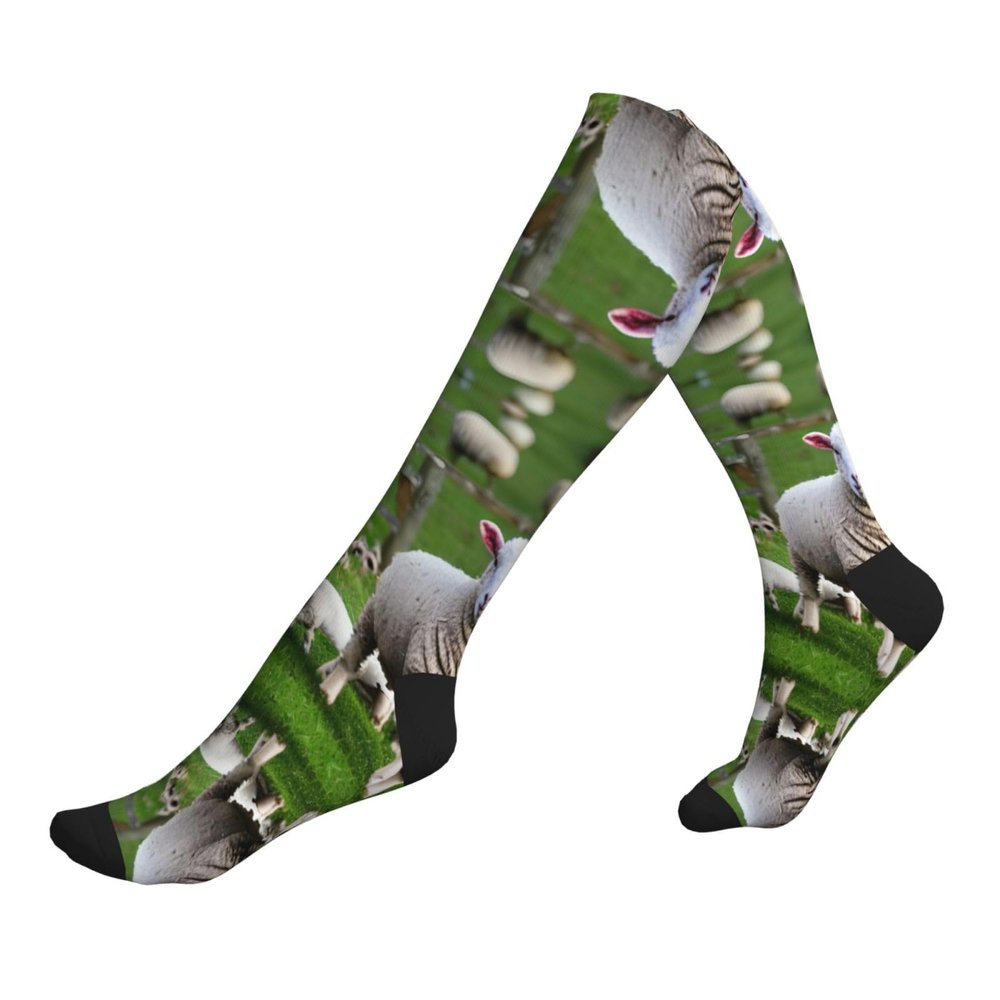 YQxwJL Sheep And Lambs Print Compression Socks,Compression Ankle Support Socks,Sports Socks,For Men Women Running Athletic