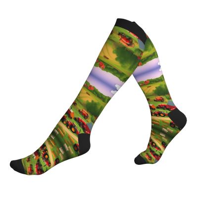 YQxwJL Tractor Farm Print Compression Socks,Compression Ankle Support Socks,Sports Socks,For Men Women Running