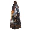 YKJJFVZ Train Clouds Print Rogue Cosplay Adult Halloween Witch Hooded Cloak Cape Unisex Costume For Horror Parties Masquerade view 4
