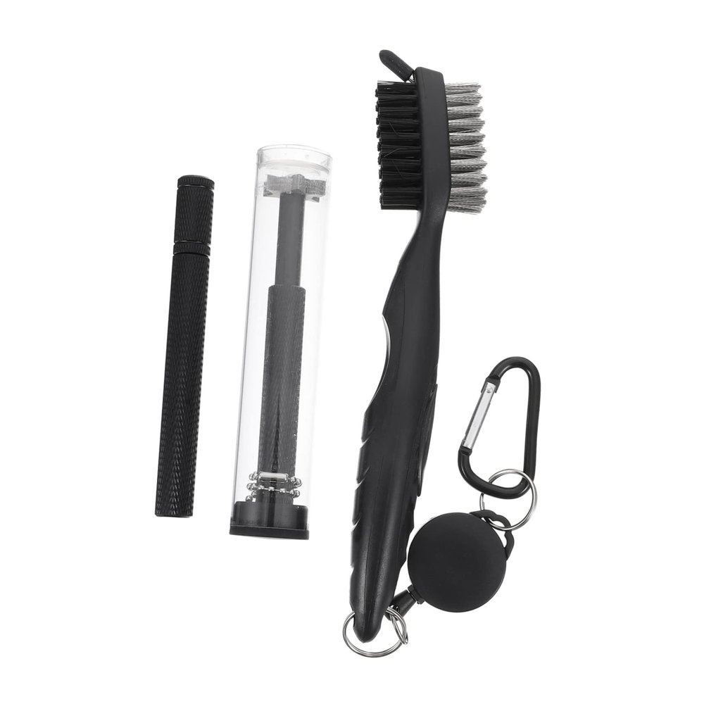 BESPORTBLE Double-Sided Golf Cleaning Brush Set Durable Club Cleaner Tool for Easy Use and Portability Essential Accessory for Golf Enthusiasts Black