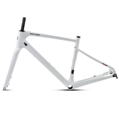 HWEVDHJ Carbon Road Bike Frameset 700C Gravel Bike Frameset 45CM/48CM/51CM/54CM Disc Brake Frame Set Thru Axle 12x100mm/12x142mm Internal Routing with Fork(White,45CM)