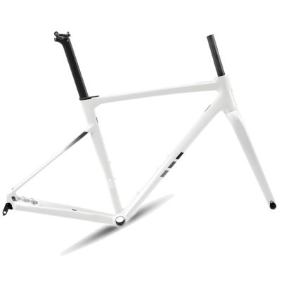 HWEVDHJ 700C Road Bike Frameset 41cm/45cm/48cm/51cm/54cm Aluminum Alloy Frameset with Carbon Fiber Fork Disc Brake Thru Axle Frame F12100MM R12142MM Internal Routing(White,48cm)