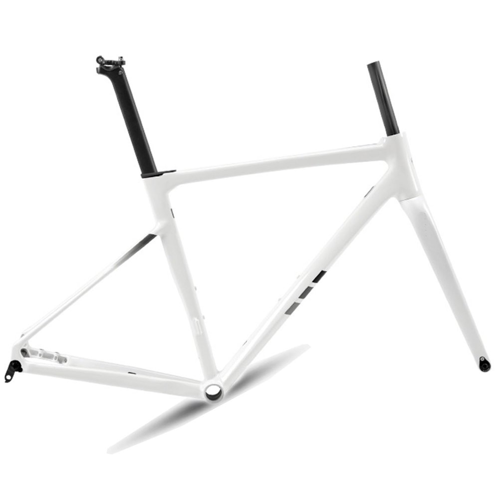 HWEVDHJ 700C Road Bike Frameset 41cm/45cm/48cm/51cm/54cm Aluminum Alloy Frameset with Carbon Fiber Fork Disc Brake Thru Axle Frame F12100MM R12142MM Internal Routing(White,48cm)