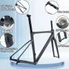 HWEVDHJ 700C Road Bike Frameset 41cm/45cm/48cm/51cm/54cm Aluminum Alloy Frameset with Carbon Fiber Fork Disc Brake Thru Axle Frame F12100MM R12142MM Internal Routing(White,48cm) view 2