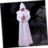 GALPADA Medieval Monk Robe Halloween Cosplay Wizard Hood White Adult Size view 3