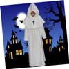 GALPADA Medieval Monk Robe Halloween Cosplay Wizard Hood White Adult Size view 4