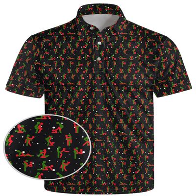 AYUNIX Christmas Golf Shirts for Men Funny Education Polo Shirts Short Sleeve Moisture Wicking Performance Golf Polos