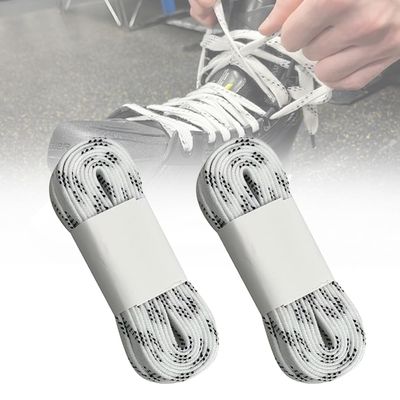 asdmm Waxed Hockey Skate Laces, Flat Design, Laces:10mm Wide, Two Pair 4 Pcs Laces (White, 96)