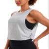 CRZ YOGA Pima Cotton Large Armhole Tank Tops for Women - Workout Sport Athletic Yoga Running Gym Loose Crop Sleeveless Shirts Light Grey Heather X-Large view 1