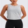 CRZ YOGA Pima Cotton Large Armhole Tank Tops for Women - Workout Sport Athletic Yoga Running Gym Loose Crop Sleeveless Shirts Light Grey Heather X-Large view 2