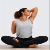CRZ YOGA Pima Cotton Large Armhole Tank Tops for Women - Workout Sport Athletic Yoga Running Gym Loose Crop Sleeveless Shirts Light Grey Heather X-Large view 3