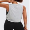 CRZ YOGA Pima Cotton Large Armhole Tank Tops for Women - Workout Sport Athletic Yoga Running Gym Loose Crop Sleeveless Shirts Light Grey Heather X-Large view 4