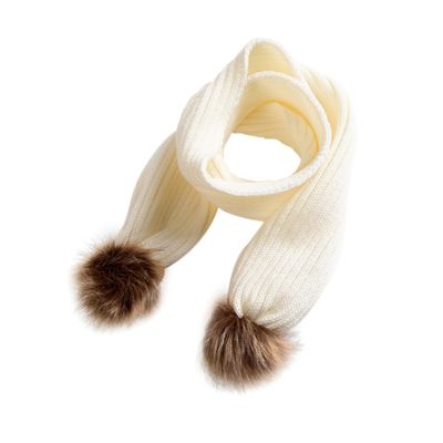 LIFKOME Knitted Scarf for Soft and Warm Neck Warmer Cute Design for Cold Weather White