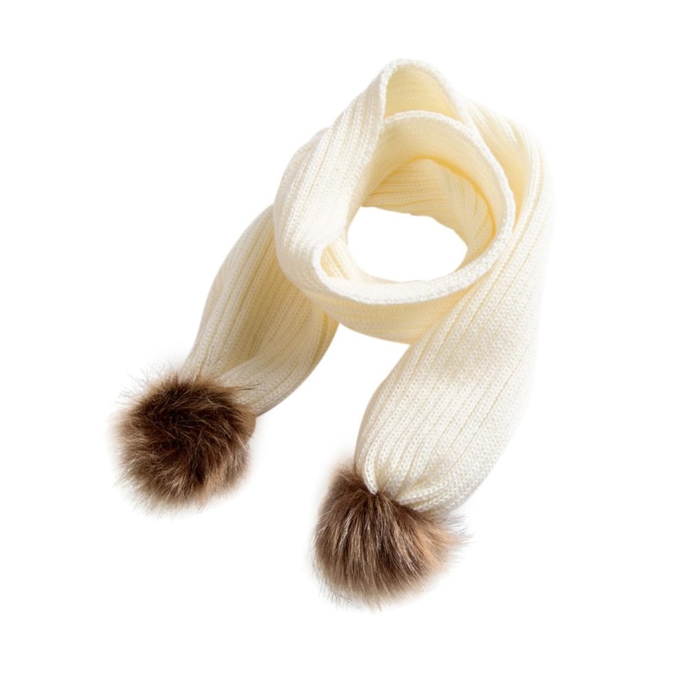 LIFKOME Knitted Scarf for Soft and Warm Neck Warmer Cute Design for Cold Weather White