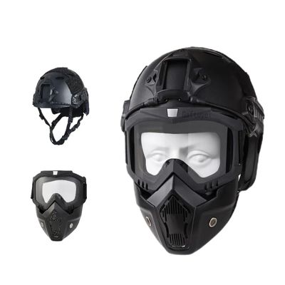 Gaftuyei Adult Unisex Airsoft Helmet with Face Mask, Paintball Helmet, Side Rails, NVG Bracket, Removable Goggles