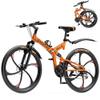 Betterland 26 Inch Mountain Bike, 21 Speeds Full Suspension Dual Disc Brake, Folding Bikes High Carbon Steel Frame and Non-Slip Quick Release tire Bicycle for Men Women(HM-Orange) view 1