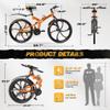 Betterland 26 Inch Mountain Bike, 21 Speeds Full Suspension Dual Disc Brake, Folding Bikes High Carbon Steel Frame and Non-Slip Quick Release tire Bicycle for Men Women(HM-Orange) view 2