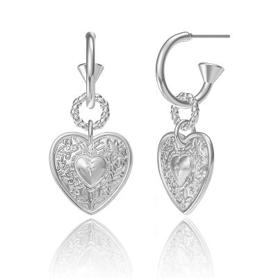 14K Gold Plated Heart Earrings for Women, Hypoallergenic Half Hoop Drop Earrings, Valentine's Day Gift for Wife Mom Her by Febsky