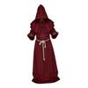 LIFKOME Halloween Cosplay Wizard Robe Hooded Monk Medieval Party Cloak Custom for Halloween Size Dark Red view 1