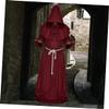 LIFKOME Halloween Cosplay Wizard Robe Hooded Monk Medieval Party Cloak Custom for Halloween Size Dark Red view 3