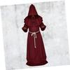 LIFKOME Halloween Cosplay Wizard Robe Hooded Monk Medieval Party Cloak Custom for Halloween Size Dark Red view 4