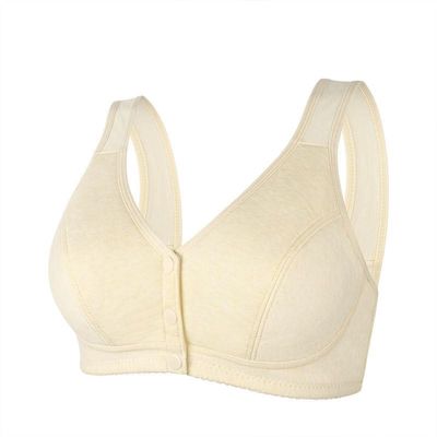1/3 Pack Front Buckle Underwear for Women, Smooth No Steel Ring Soft Wide Shoulder Strap Bra, Elderly Ladies Comfy Vest