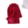 AIMAOMI Toddler Baby Girls Faux Fu Coats Lapel Collar Open Front Teddy Long Trench Coat Winter Fleece Jacket (Red, 3-4 Years) view 3