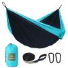 OLALACOZY Camping Hammock,Camping Essentials,Lightweight Portable Double & Single Hammock with Tree Straps, Camping Gear for Outside Hiking Camping Beach Backpack Travel, Blue & Light Black, Large view 1
