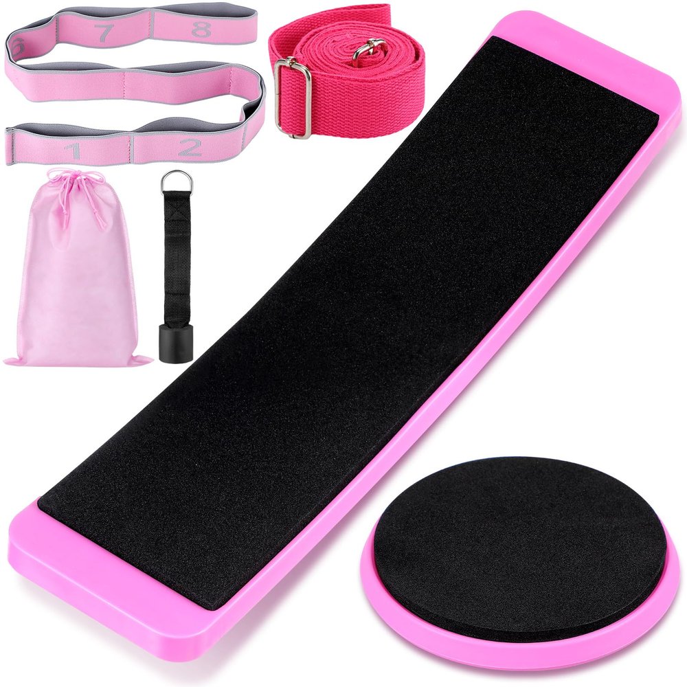 5 Pcs Turning Board Ballet Equipment Include Ballet Turning Boards Figure Skating Spinner Leg Stretching Straps Pink Drawstring Bag for Dancers Yoga Ice Skaters Gymnasts Cheerleaders Gift