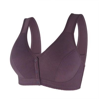 1/3 Pack Front Buckle Underwear for Women, Smooth No Steel Ring Soft Wide Shoulder Strap Bra, Elderly Ladies Comfy Vest