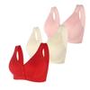 1/3 Pack Front Buckle Underwear for Women, Smooth No Steel Ring Soft Wide Shoulder Strap Bra, Elderly Ladies Comfy Vest