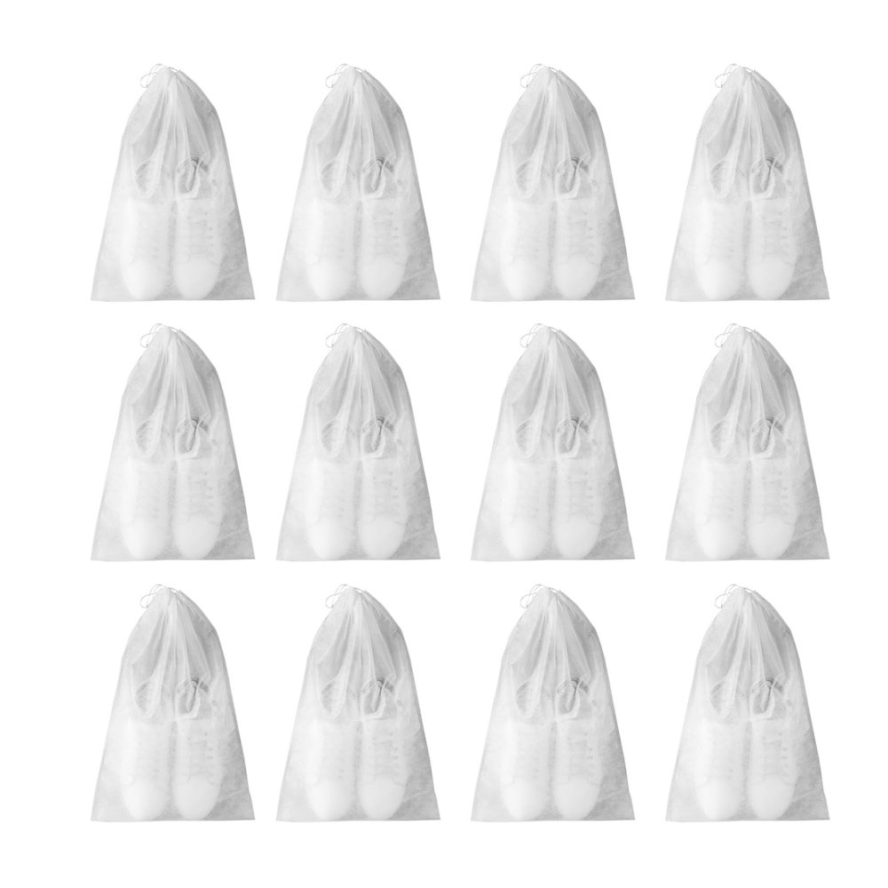 20 PCS Shoe Pouches Storage Travel Shoe Bags Drawstring Fabric Shoe Bags for Travel Soft Cloth Shoe Packing Bags White