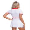 Riismen Women's Nurse Costume Outfit Short Sleeve Nurse Dress Uniform with Headwear for Halloween Coaplay White Medium view 3