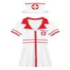 Riismen Women's Nurse Costume Outfit Short Sleeve Nurse Dress Uniform with Headwear for Halloween Coaplay White Medium view 4