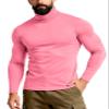 IVOVFANZY Mens Turtleneck Long Sleeve Casual Slim Fit Basic Tops Lightweight Pullover Underwear T-Shirt(Neon Pink, M) view 1