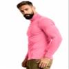 IVOVFANZY Mens Turtleneck Long Sleeve Casual Slim Fit Basic Tops Lightweight Pullover Underwear T-Shirt(Neon Pink, M) view 2