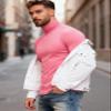 IVOVFANZY Mens Turtleneck Long Sleeve Casual Slim Fit Basic Tops Lightweight Pullover Underwear T-Shirt(Neon Pink, M) view 3