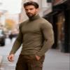 IVOVFANZY Thermal Turtleneck Men Undershirt Base Layer Top Long Sleeve Shirts Basic Pullover T-Shirts(Brown, L) view 3