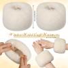SATINIOR Faux Fur Short Wrist Cuff Winter Fuzzy Wrist Cuff Warmers for Women Girls Favors(Beige) view 3