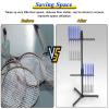 LZMZMQ School Hanging Racket Organizer Holder, Large Capacity Tennis Badminton Racquet Display Rack Vertical Floor, for Gymnasium/Tennis Court/Clubs/Kindergarten, with Casters view 2