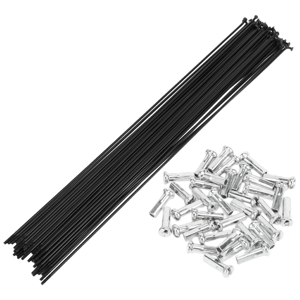 Motoforti Universal Bicycle Spokes Bike Wheel Spokes 14G 295mm Length Carbon Steel Black 1 Set